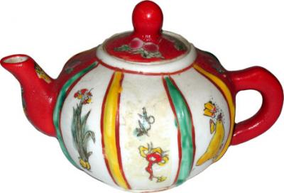 Mini Red and White Teapot